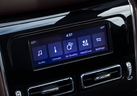 Driver controls like music, temperature, air quality, settings, and heat/cool seats are shown. | Buss Lincoln in McHenry IL