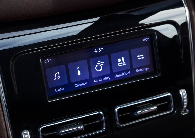 Driver controls like music, temperature, air quality, settings, and heat/cool seats are shown. | Buss Lincoln in McHenry IL