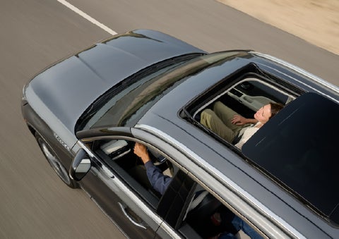 The available panoramic Vista Roof® of a 2027 Lincoln Aviator® SUV is open. | Buss Lincoln in McHenry IL